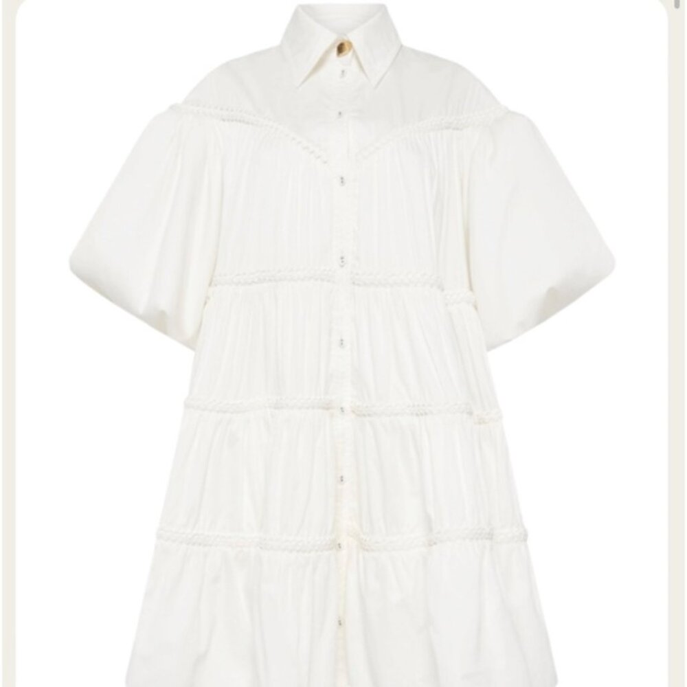 Aje Casablanca Smock Dress with Puff Sleeves